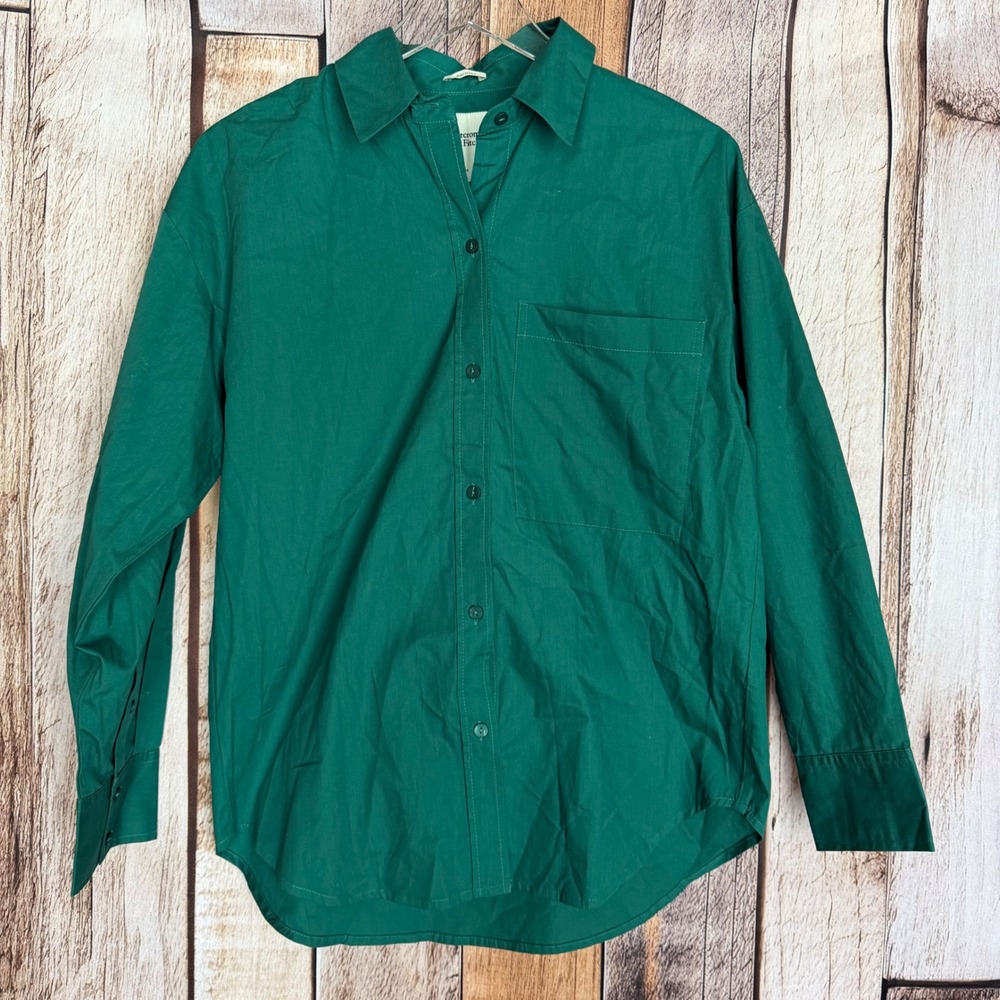 Abercrombie & Fitch Button Up Shirt Green Classic Casual Cotton Versatile XS NWT